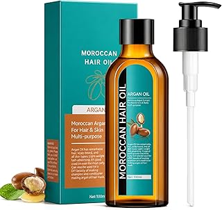 Moroccan Argan Oil, Hair Oil for Frizzy Hair, Morroccan Hair Care Oil Natural Serum Help Split Ends Dry Scalp Hair Care Products Strengthen Dry Damaged Curly Long Curly Hair Treatment Heat Protectant