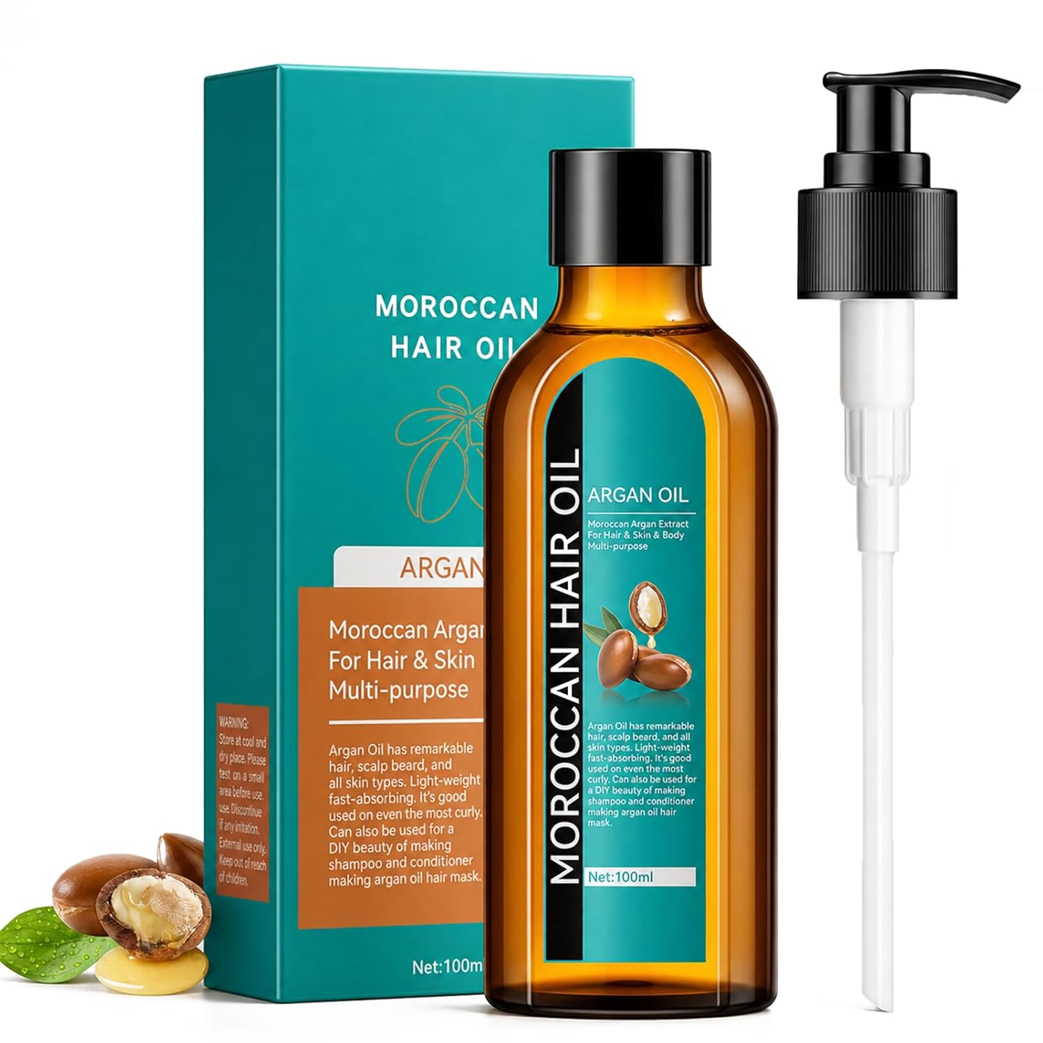 Moroccan Argan Oil, Hair Oil for Frizzy Hair, Morroccan Hair Care Oil Natural Serum Help Split Ends Dry Scalp Hair Care Products Strengthen Dry Damaged Curly Long Curly Hair Treatment Heat Protectant