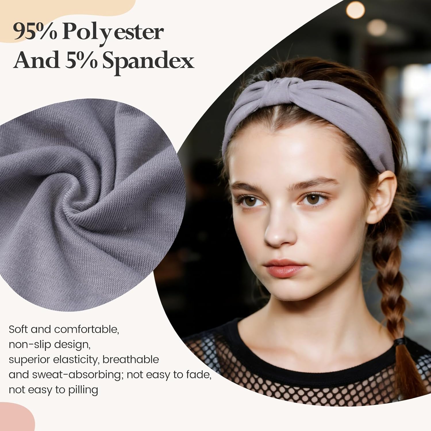 HSEM Headbands for Women, Wide Elastic Head Bands, Non-Slip Thick Hair Bands, Sports Stretchy Sweat Bands, Large Knotted Soft Headband for Washing Face, Makeup, Workout, Spa, Running, Fashion, 6-Pack