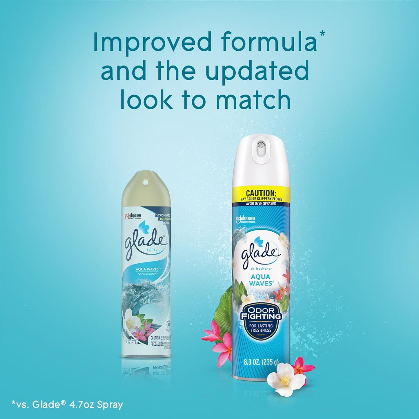 Glade Air Freshener Odor Fighting Room Spray, Aqua Waves, 8.3 oz, 2 Count