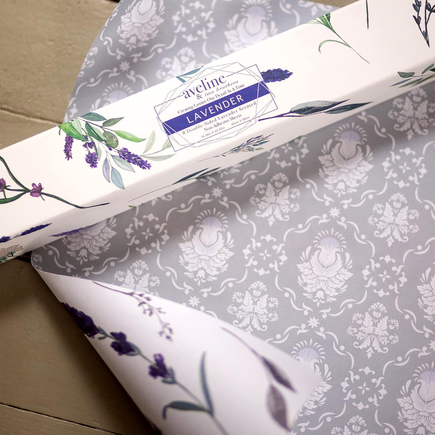 8X Lavender Scented Drawer Liners for Dresser - Scented Drawer Liner is Ideal for Cabinet, Dresser, Shelf, Cupboards - Double-Sided Pattern Non Adhesive Contact Paper for Shelves is Ideal Winter Gift