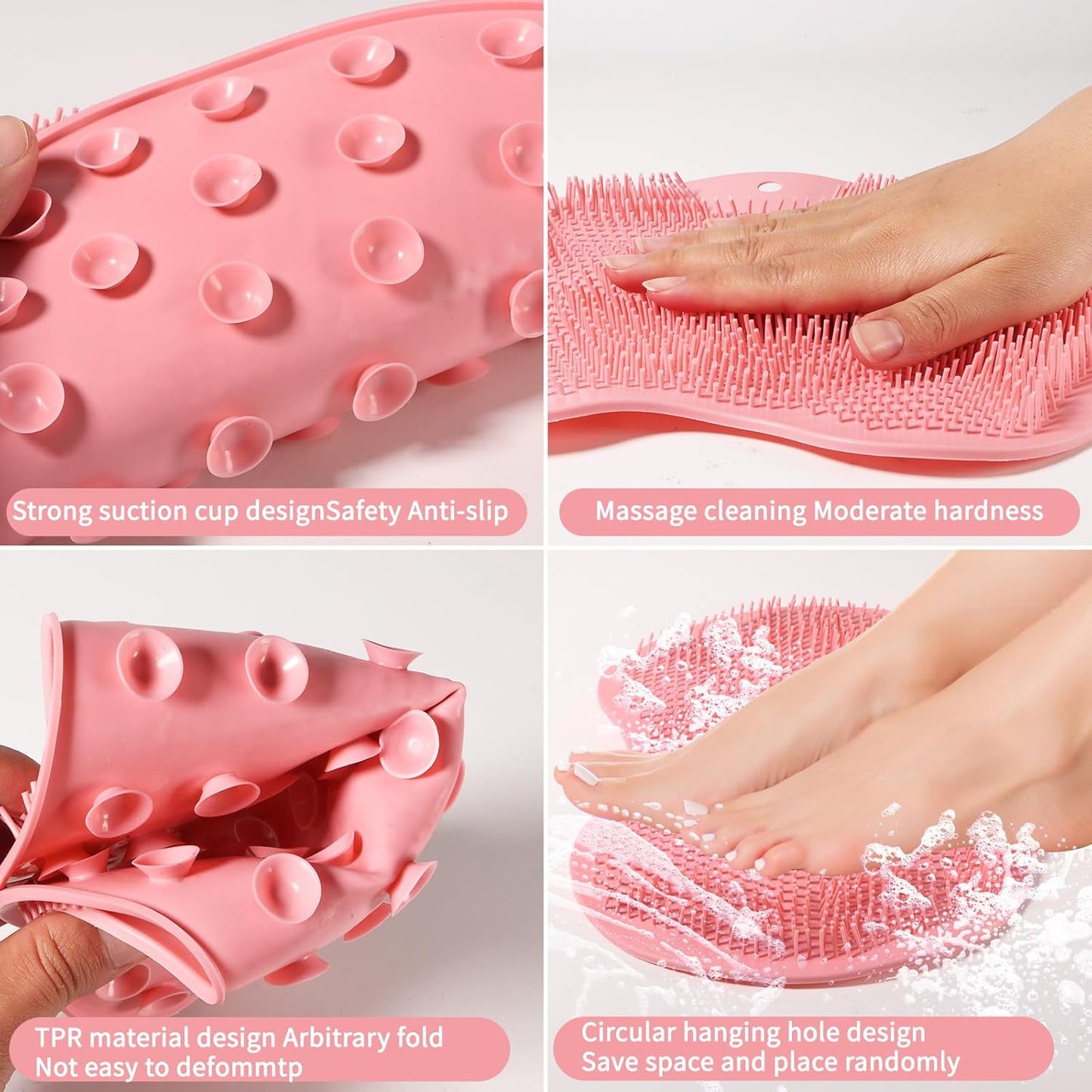 3PACK Silicone Shower Foot Scrubber,Wall Slip Suction Cups Body Scrubber | Silicone Shower Foot Brush Pad,Use in Cleaner For Women and Men By RARKVEN