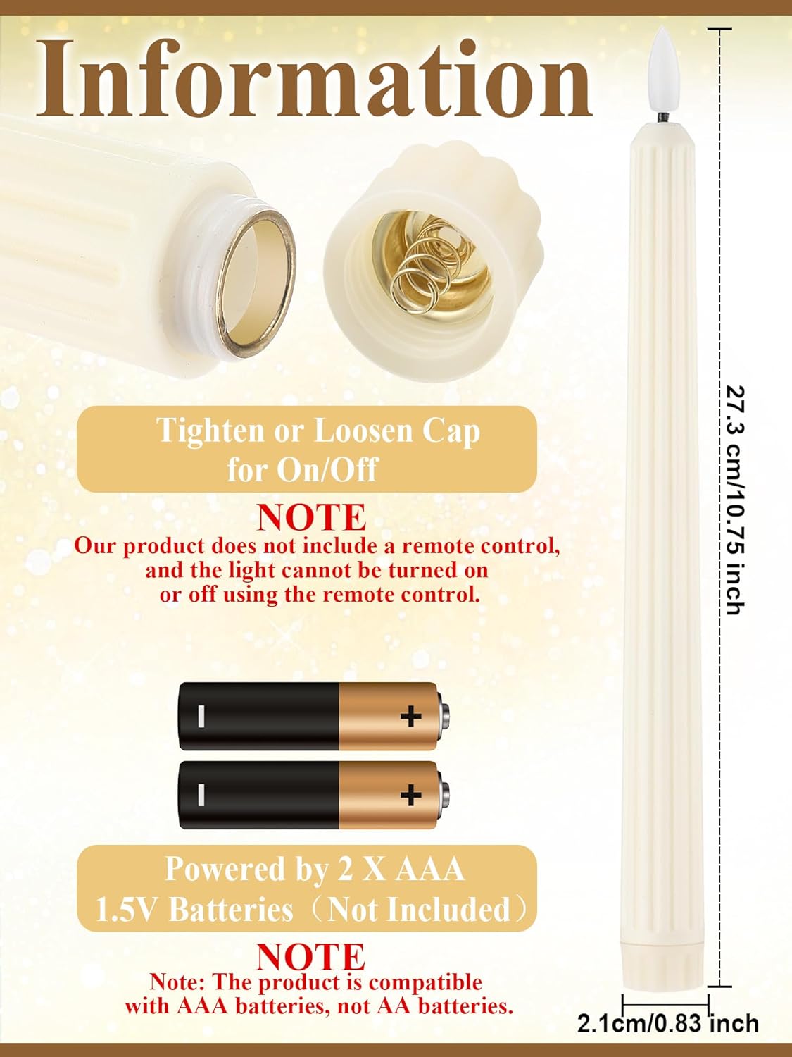 Funtery 48 Pcs Flameless LED Taper Candles Battery Operated Candles Bulk Realistic LED Candlesticks Flickering for Wedding Church Graduation Party Home Decor(Ivory,Romantic Style)