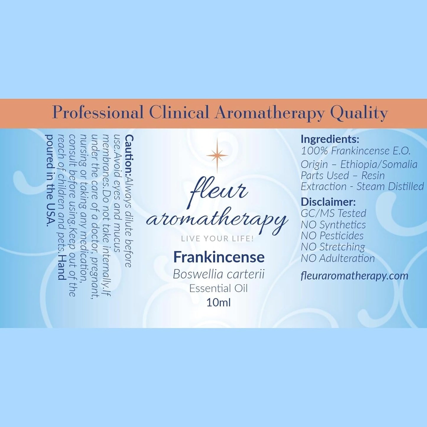 Frankincense Essential Oil 10ml – 100% Pure Boswellia carterii – Steam Distilled – GC/MS Tested – Warm, Resinous & Grounding Aroma – Professional Clinical Aromatherapy Quality – Fleur Aromatherapy