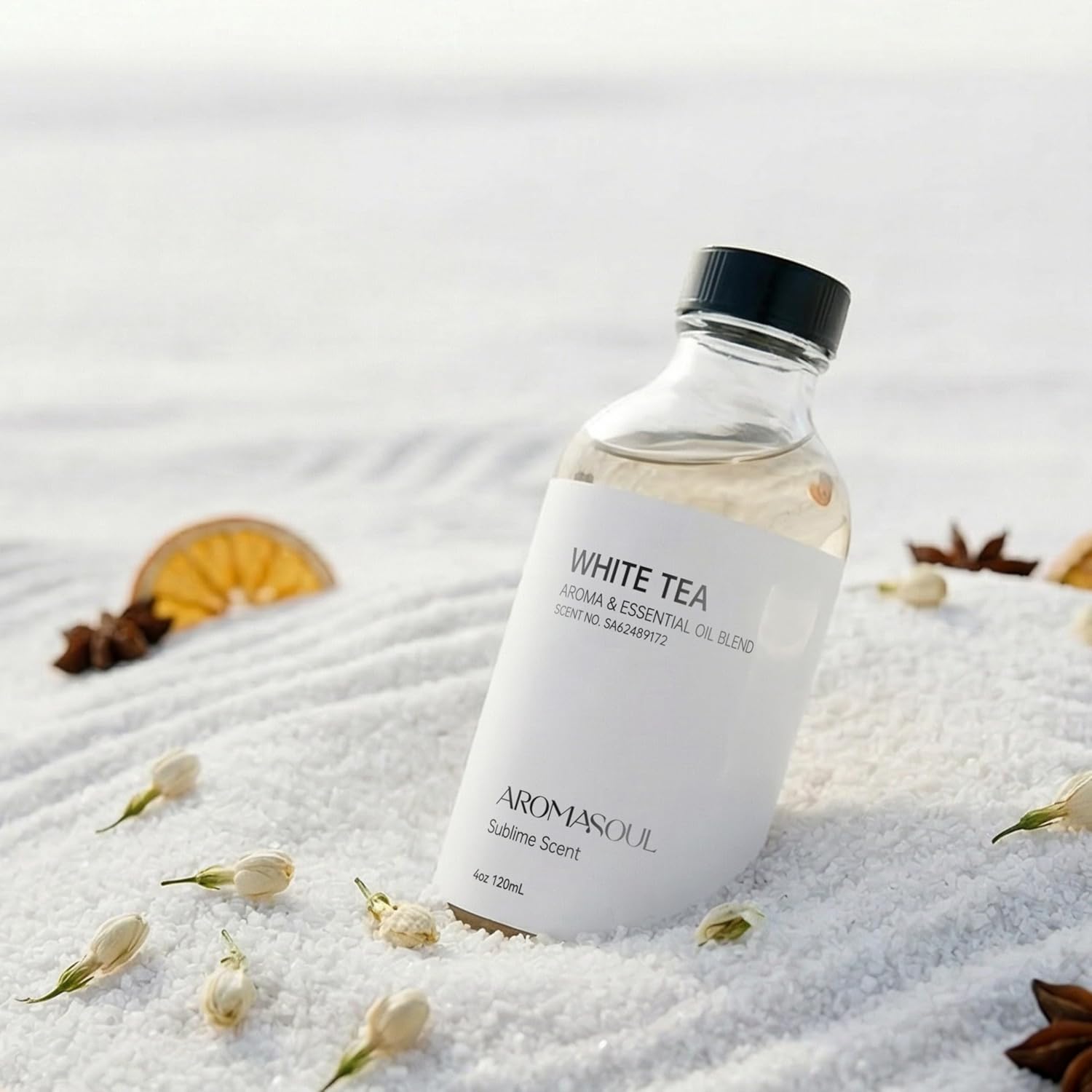 AROMASOUL Hotel Diffuser Oil Inspired by The White Tea Scent - Premium Fragrance Oil No. SA62489172 for Ultrasonic and Waterless Diffusers - 120 mL, 4 fl oz