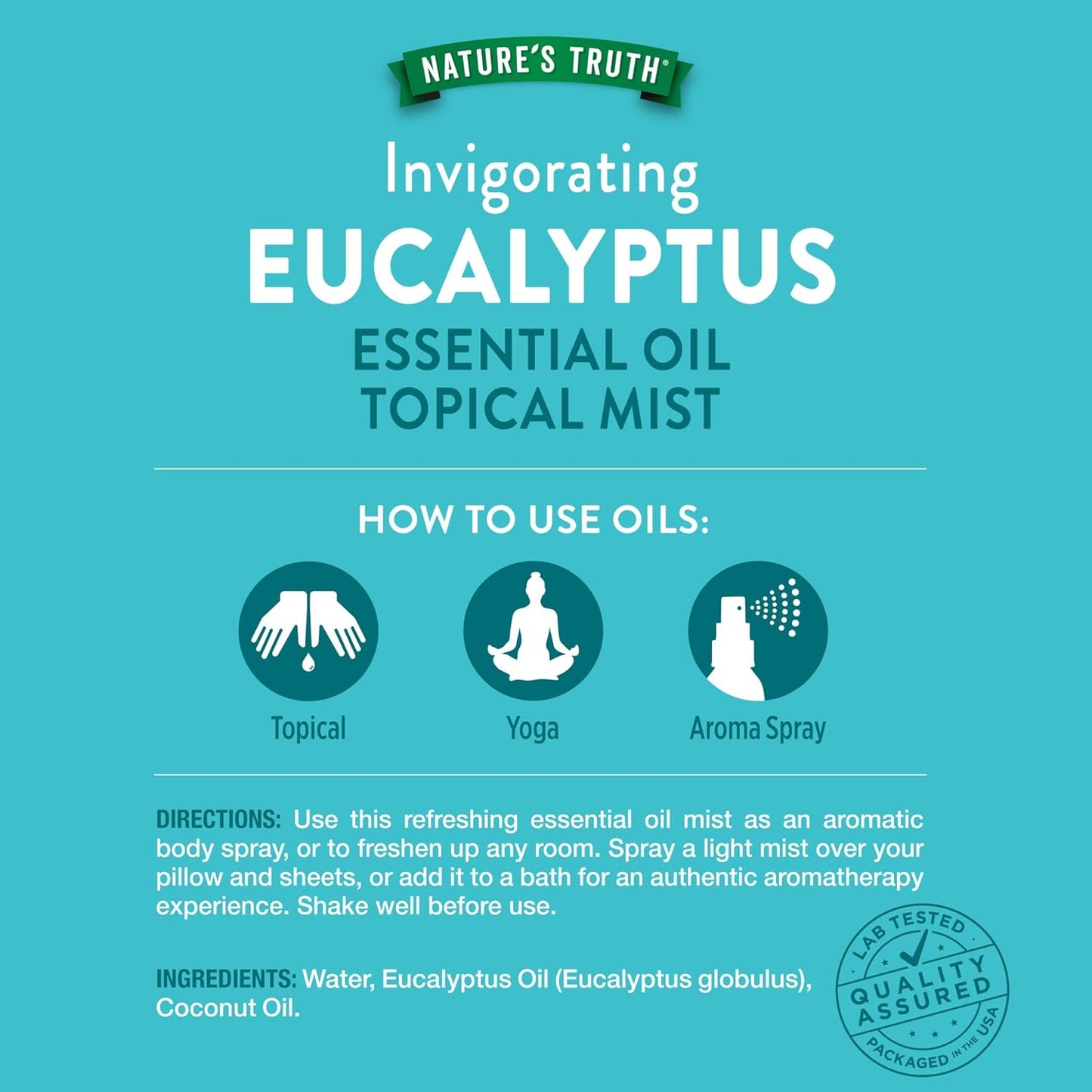 Nature's Truth Eucalyptus Mist Spray 2.4 fl oz | Pure Essential Oil for Aromatherapy