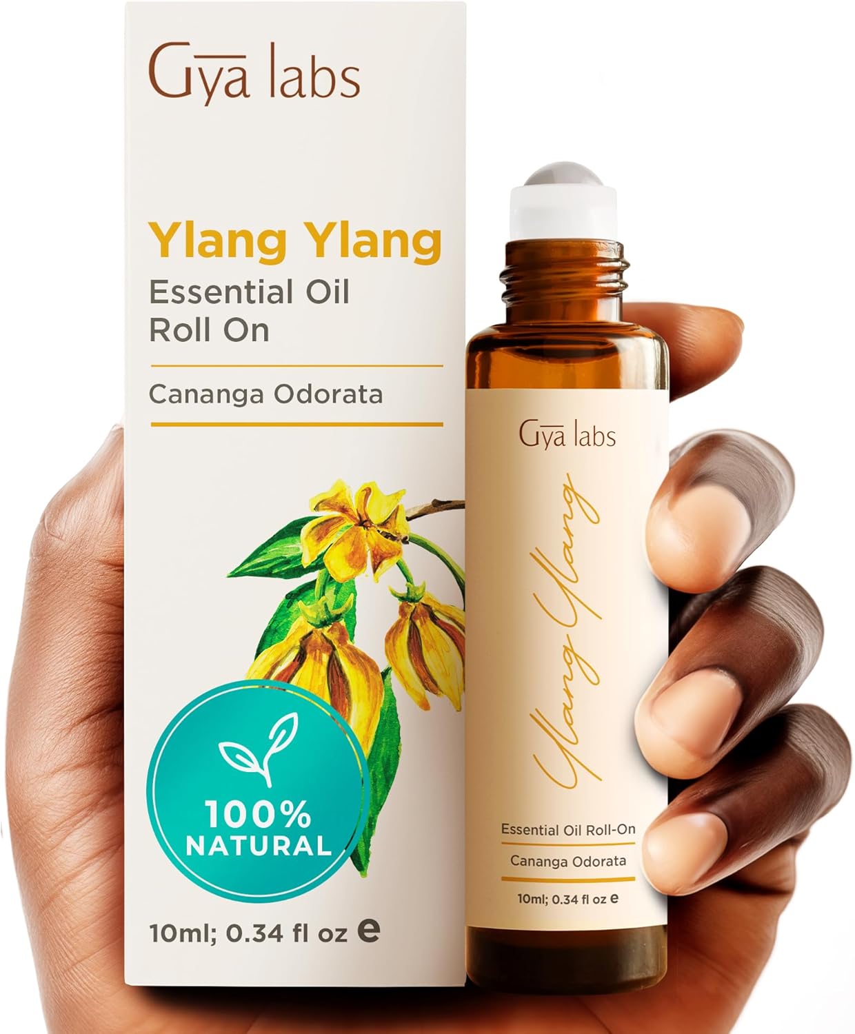 Ylang Ylang & Stress Relief Roll On Set - Aromatherapy Grade Essential Oils Set - 2x0.34 fl oz - Gya Labs