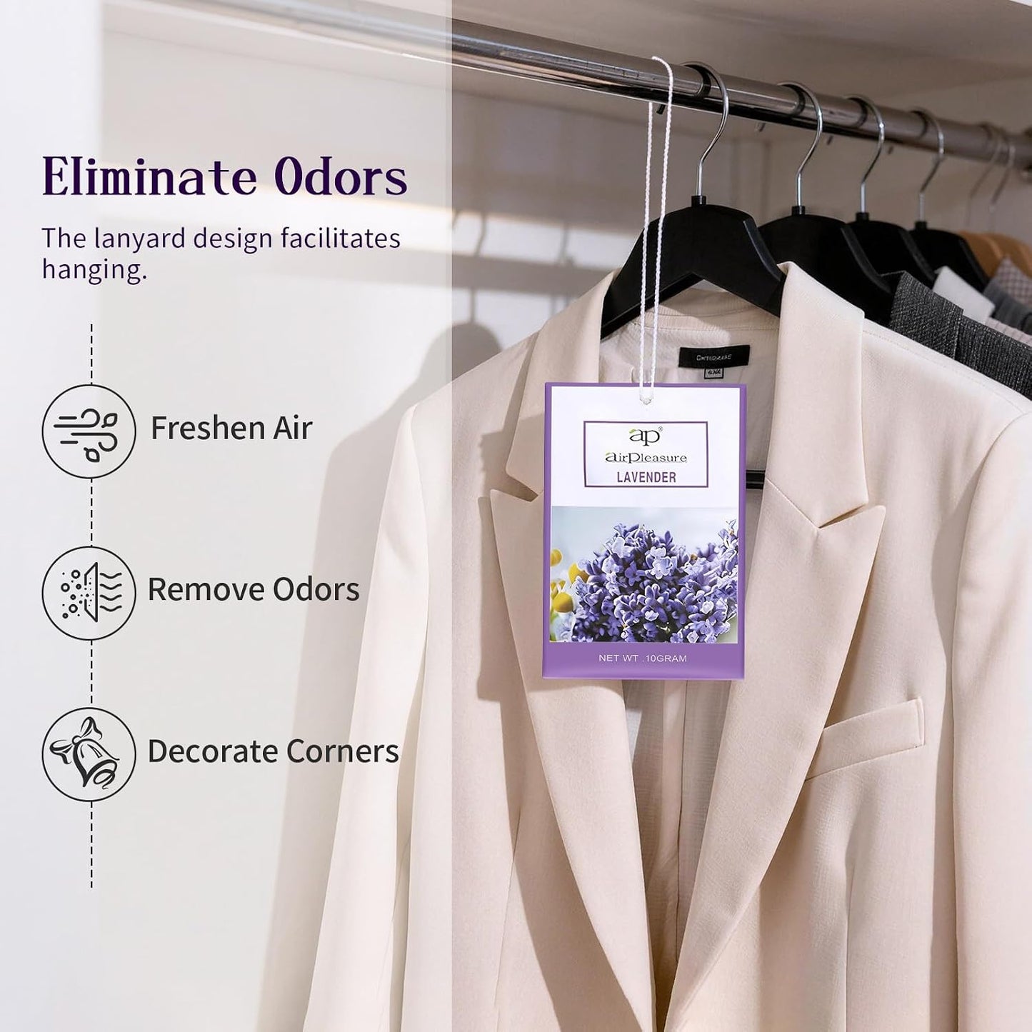 Lavender Scented Sachets Bag 6 Pack for Drawers & Closets, Long-Lasting Sachets Bags Wardrobe Freshener, Drawer Deodorizer Fresh Scents Home Fragrance Air Freshener Bags for Home Room
