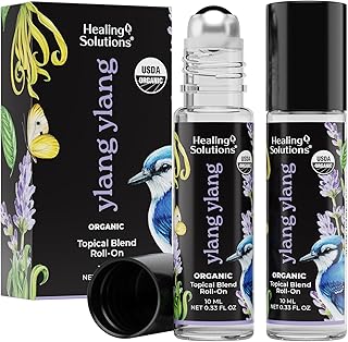 Healing Solutions (2 Pack) USDA Certified Organic Ylang Ylang Perfume Roll-On - Ylang Ylang Essential Oil Roller for Skin & Sleep
