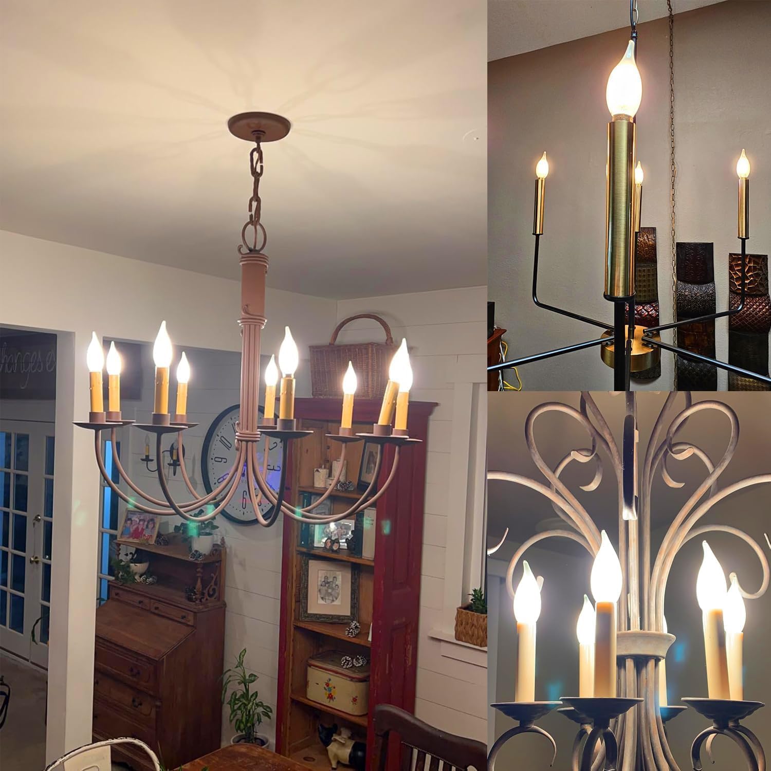 E12 Dimmable Candelabra Bulb 2700k Warm White Candle Light Bulb 40 Watt Small Base Frosted Chandelier Led Bulb E12 Bulbs 4W for Chandelier,Ceiling Fan,400lm,6 Pack