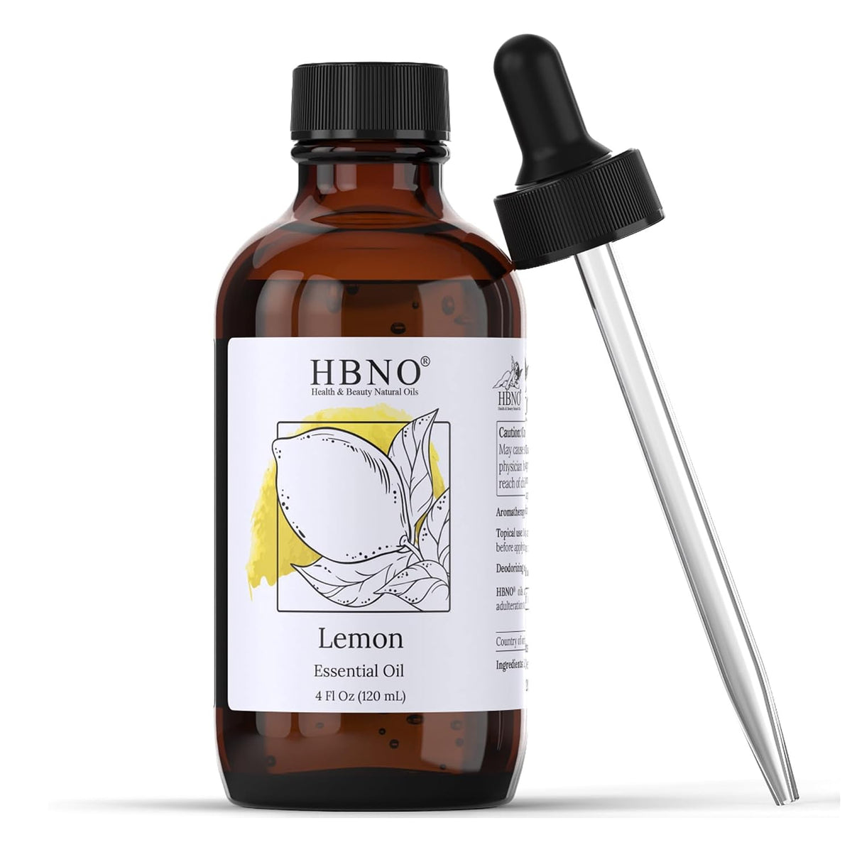 HBNO California Bottled Lemon Essential Oil 4 fl oz (120ml) - Natural & Premium Grade - Lemon Essential Oil for Cleaning