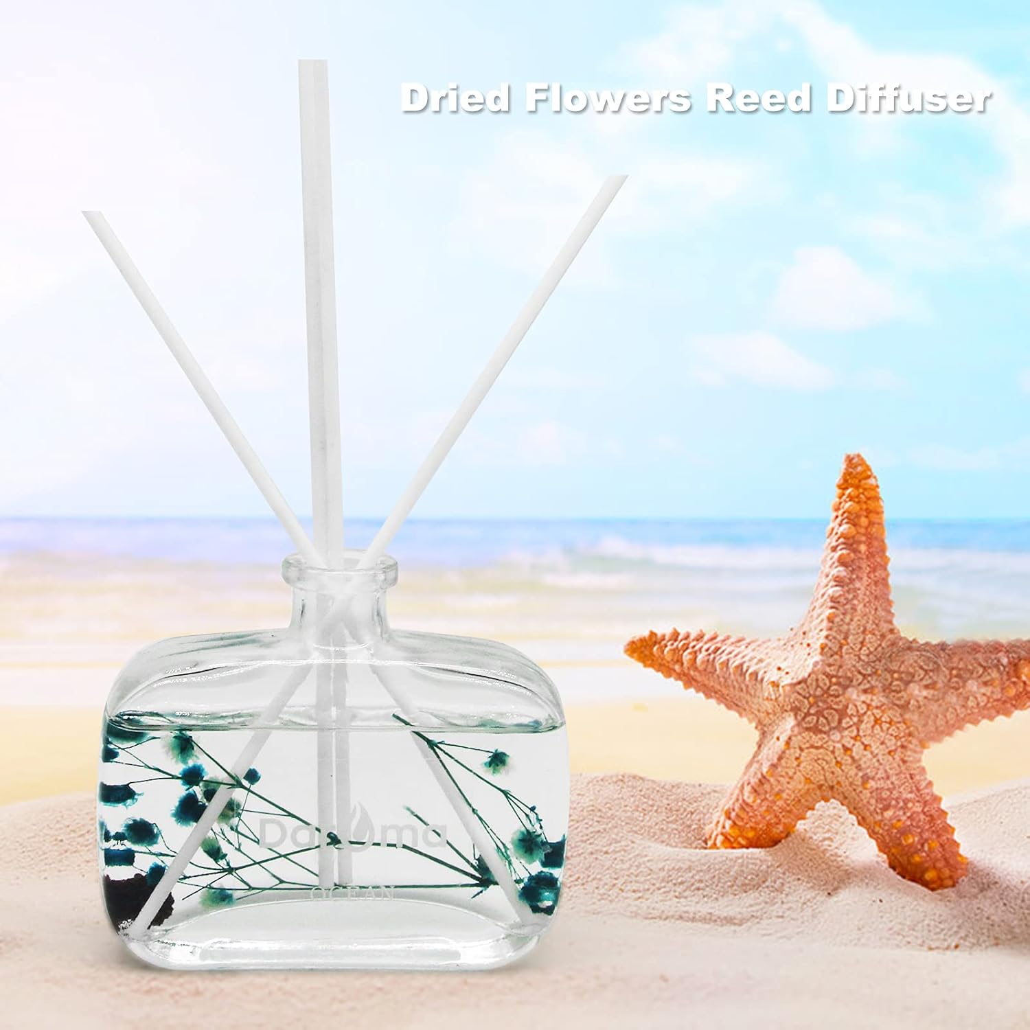 Reed Diffuser Set with Sticks, Daroma Dried Flowers Aromatherapy Reed Diffuser with Nature Essential Oil, Fragrance Scent Diffuser for Home Décor & Office, for Birthday,Christmas,Ocean Mist
