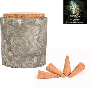 Aiimuzeum® Cedar Incense Cones 30 Pack Handcrafted Cone Incense in Reusable Concrete Jar, 20-30 Min Burn, Natural Cedar Incense Cones, Eco-Friendly Planter Container, Relaxation Meditation Incense
