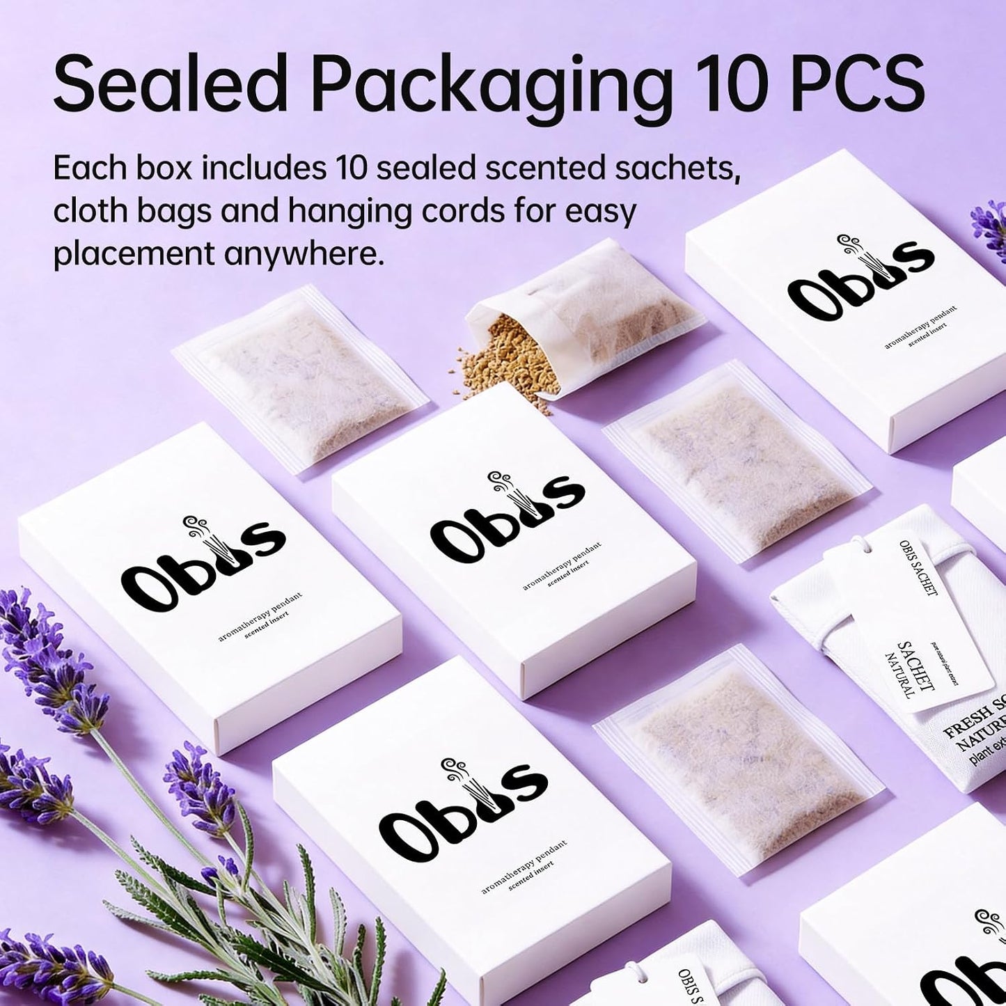 10 Pack Lavender Sachets for Drawers and Closets, Long-Lasting Home Fragrance Sachet, Scented Sachets for Bedroom, Closet, Drawer and Car