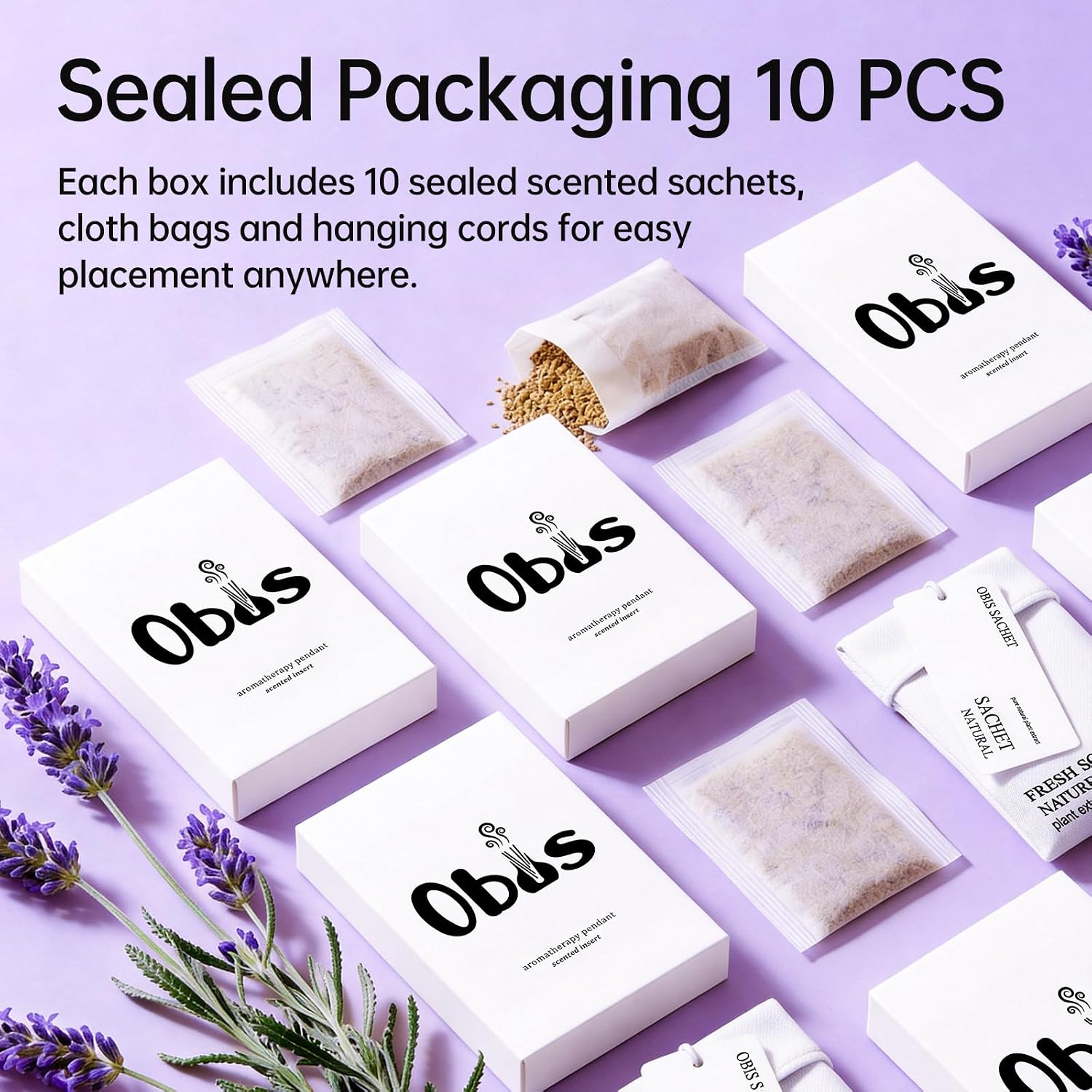 10 Pack Lavender Sachets for Drawers and Closets, Long-Lasting Home Fragrance Sachet, Scented Sachets for Bedroom, Closet, Drawer and Car