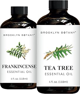 Brooklyn Botany Frankincense & Tea Tree Essential Oils – 4 Fl Oz (Pack of 2) – 100% Pure & Natural – Purifying & Grounding Aromatherapy Blend