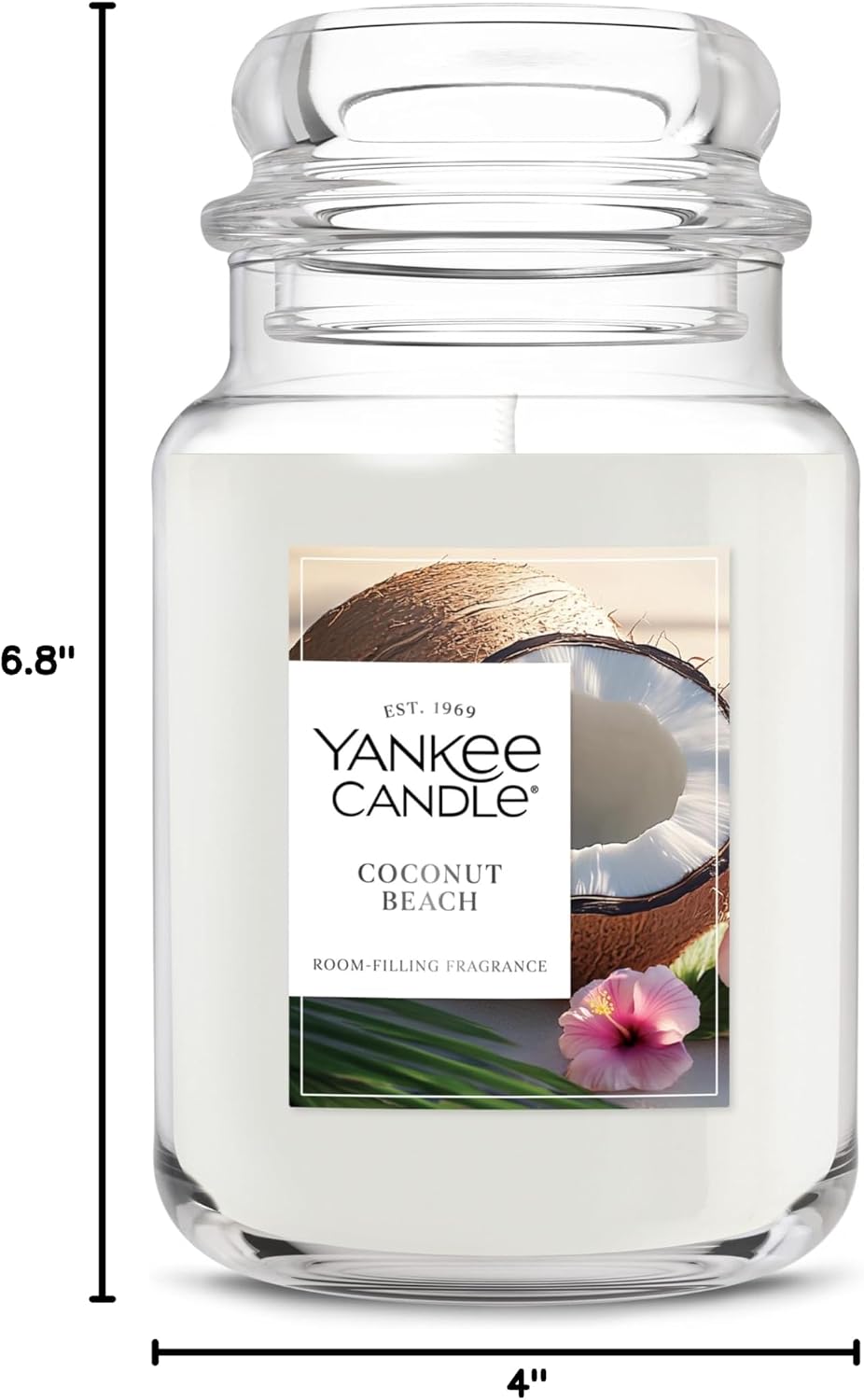 Yankee Candle Coconut Beach, Scented Candle, 22oz Large Jar with up to 150 Hour Burn Time, Giftable, Birthdays