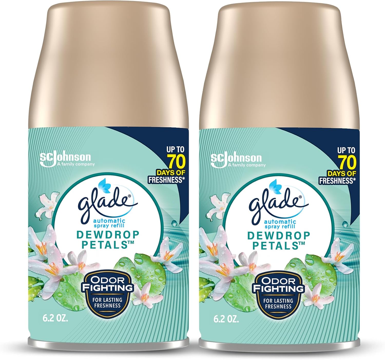 Glade Automatic Spray Refill, Dewdrop Petals, Scented Air Freshener for Home and Bathroom, 6.2 Oz, 2 Count