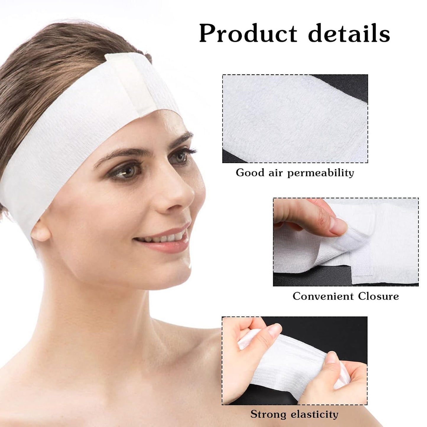 Pimoys Disposable Spa Headband, 30 Count Skincare Facials Headbands for Esthetician Supplies Stretch Headbands Spa Gifts for Mom Women