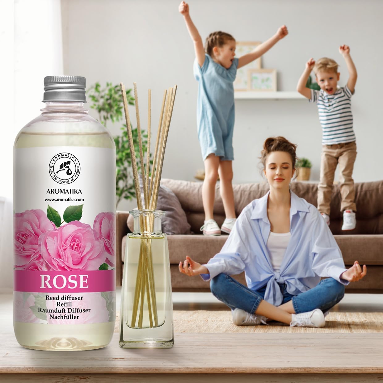 Rose Reed Refill Diffuser 17 Fl Oz - Room Diffuser Refill - Home Fragrance - Room Freshener - Scented Diffuser with Rose Aroma - Diffuser with Rose Scent - Floral Fragrance