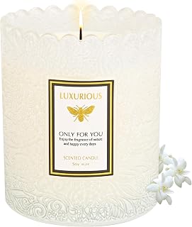 Gardenia Scented Candle, Candles for Home Scented, Gardenia Candle, Luxury Jar Candle for Women, Candles Gifts for Women, Natural Soy Wax, 7 oz 40 Hours