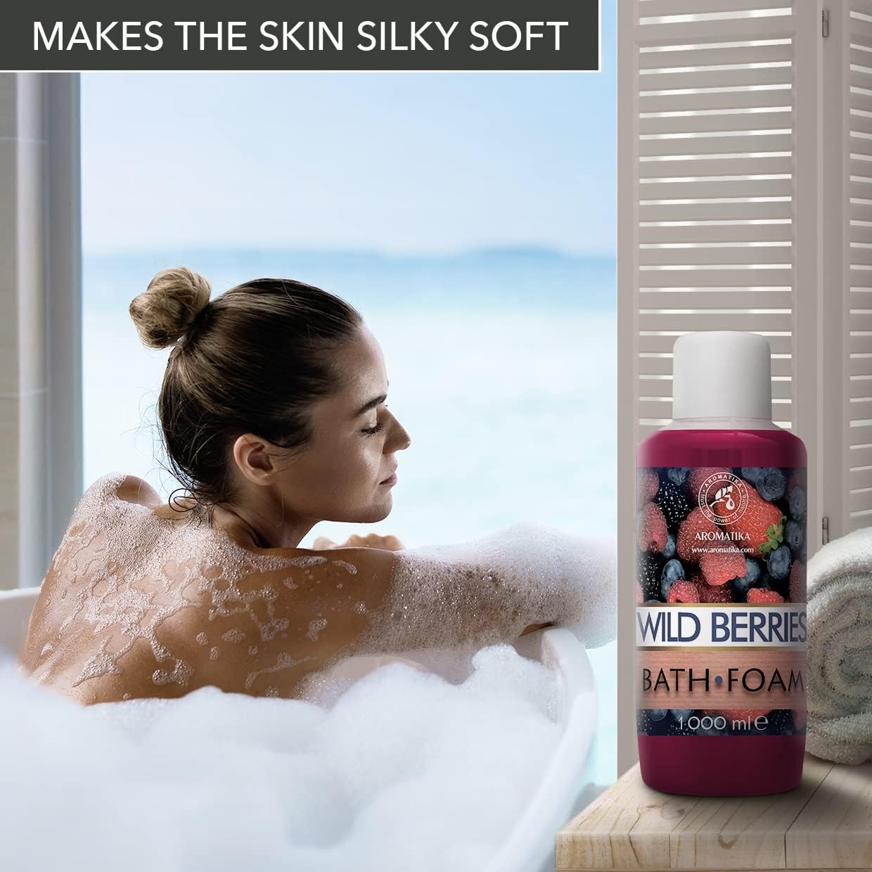 Bath Foam Wild Berries - 34 Fl Oz (1000ml) - Body Care - Good Sleep - Beauty - Bathing - Body Care - Wellness - Relax - Aromatherapy - Spa - Bubble Baths
