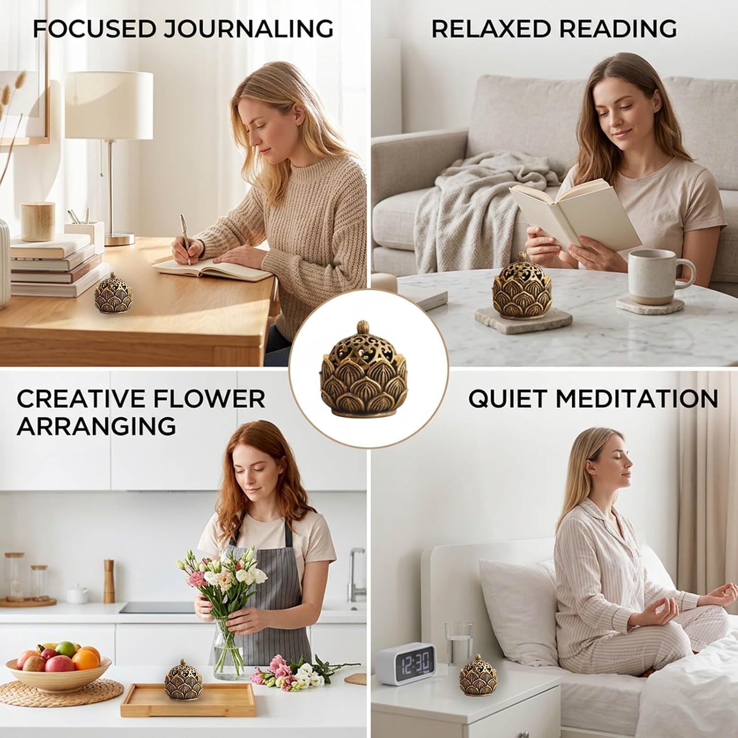 5Pcs Incense Cone Holder, Cone Incense Burner with Mini Hollow-Out Designs, Material for Home Meditation and Aromatherapy, Compact Size for Easy Placement