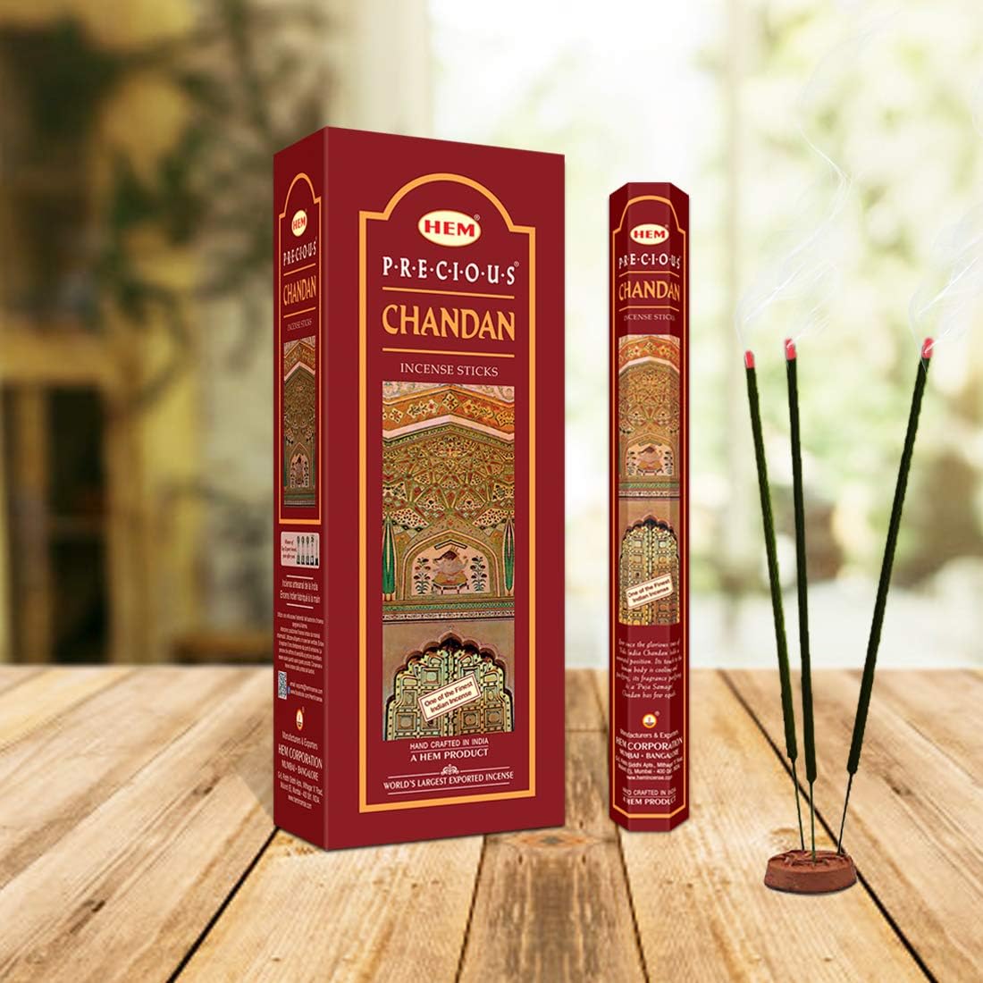 HEM Precious Chandan Incense Sticks | Pack of 6 Boxes (120 Sticks) | Classic Sandalwood Aroma for Meditation, Pooja & Relaxation | Handcrafted for Calm & Positivity (Precious Chandan)