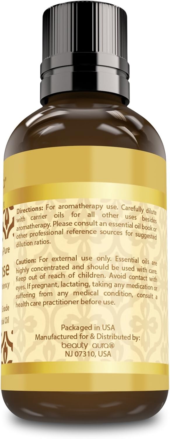 Beauty Aura Premium Collection Ultra Pure Frankincense Essential Oil - 1 Oz Bottle - Steam Distilled from Sacred Boswellia Tree Resin - Use for Beauty Care, Massages & More