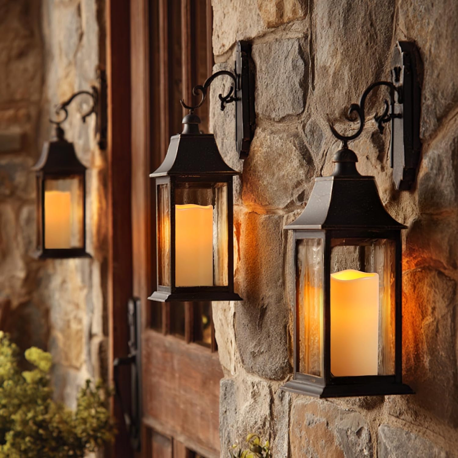Raycare 3"x6" Outdoor Waterproof Flameless Candles, Battery Operated LED Electric Candles with Remote and Timers, Fake Pillar Candle for Patio, Porch, and Wedding Decor, Ivory, Set of 3