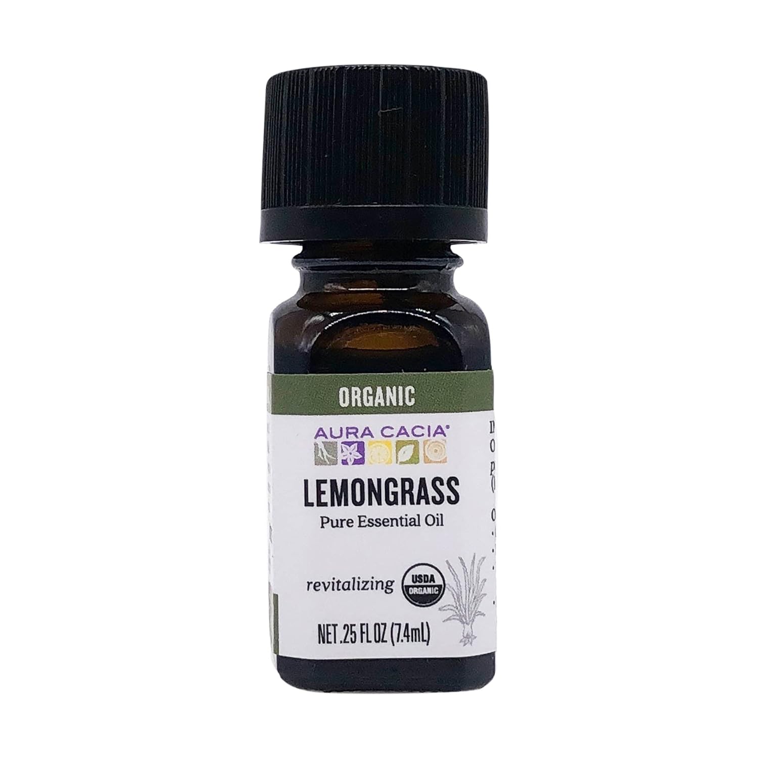 Aura Cacia Organic Lemongrass Essential Oil, GC/MS Tested for Purity, 7.4ml, 0.25 Fl Oz