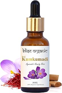 Blise organic Real Kumkumadi oil - 100% Pure and Natural, Chemical Free, Serum Face Oil, Made with Potent and Rare 30 wild Herbs, Enriched with Saffron and sandalwood and, Non GMO