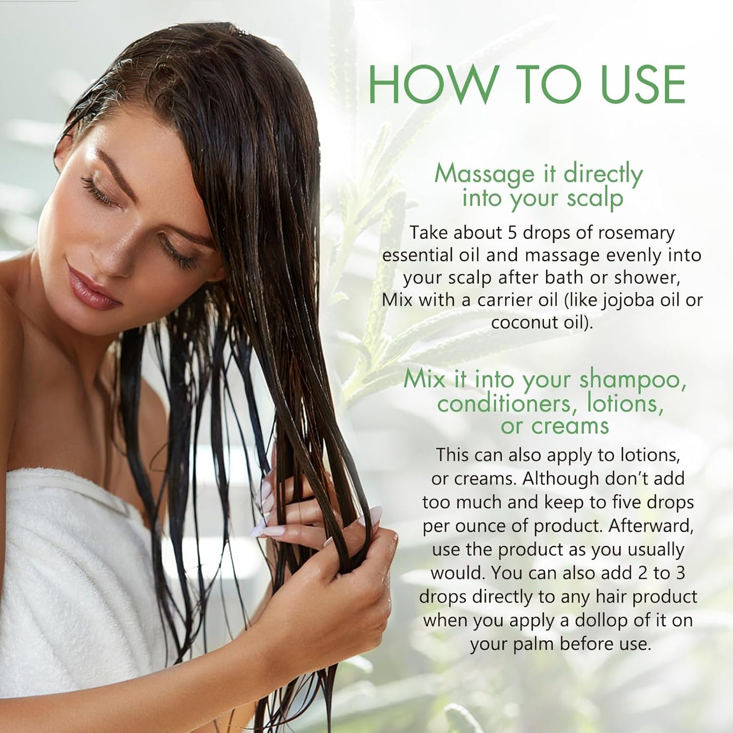 Rosemary Oil for Hair Growth, Rosemary Essential Oil, 100% Pure Natural, Dry Scalp Treatment, Hair Growth Serum for Thicker Longer Fuller Healthier Hair 2.02 fl oz