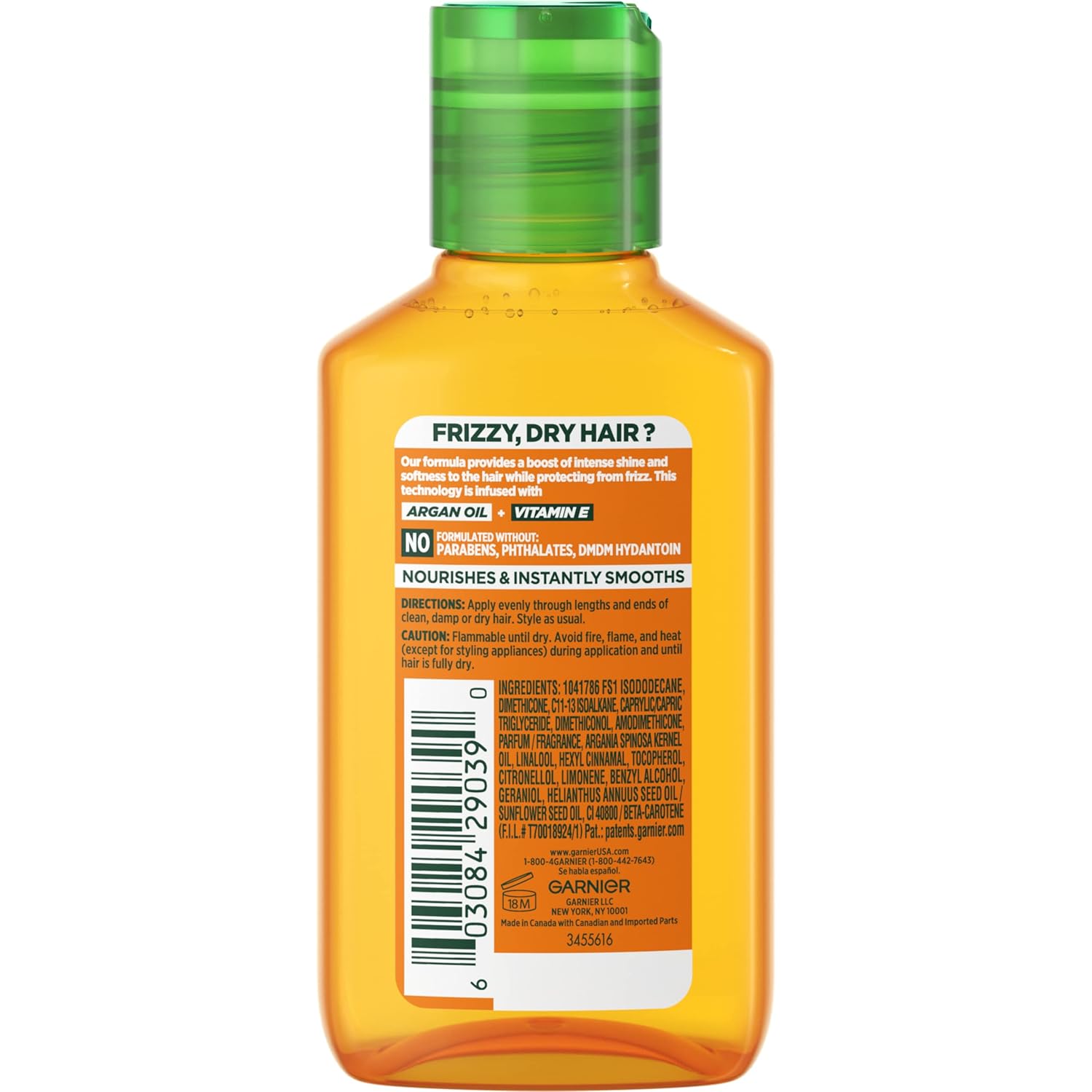 Garnier Fructis Sleek & Shine Moroccan Sleek Smoothing Oil for Frizzy, Dry Hair, Argan Oil, 3.75 Fl Oz, 1 Count (Packaging May Vary) | Moroccan Sleek