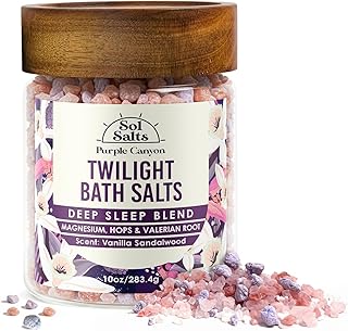 PURPLE CANYON SolSalts Twilight Deep Sleep Bath Salts 10oz | Magnesium-Infused Sandalwood & Vanilla Aromatherapy with Clay Crumbles