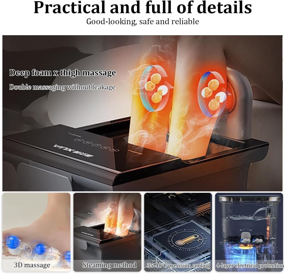Foot Bath with Circulation Heat, Tub for Stress Relief, with and Massage Rollers, for Relaxation & Pain