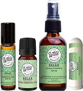 Relax Essential Oil Blend Bundle – Calming Aromatherapy Inhaler, Roll-On, Spray & Pure Essential Oil for Stress Relief, Meditation & Yoga