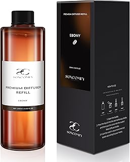 Diffuser Oil Refill, 250ml / 8.45 fl oz, Ebony - Reed & Aromatherapy Diffuser Oil, Long-Lasting Home Fragrance, Eucalyptus, Agarwood & Sandalwood Notes