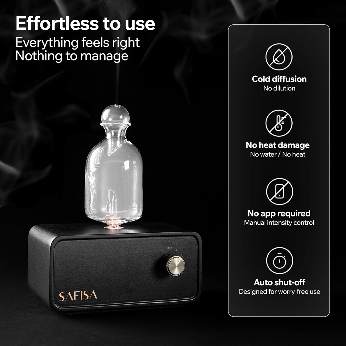Waterless Essential Oil Diffuser, Nebulizing Cold Air Scent Diffuser for Home, 700 Sq. Ft., Portable Glass Waterless Diffuser for Large Room, Cordless Rechargeable, Smart, Hotel-Style