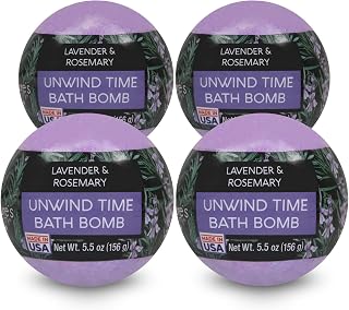 Nature's Beauty Lavender & Rosemary Bath Bomb Multi-Pack - Luxury Fizzy Spa Bath Bomb to Help Calm, Soothe + Revive Dull and Dry Skin Made with Coconut Oil & Witch Hazel, 5.5 oz (4 Pack)