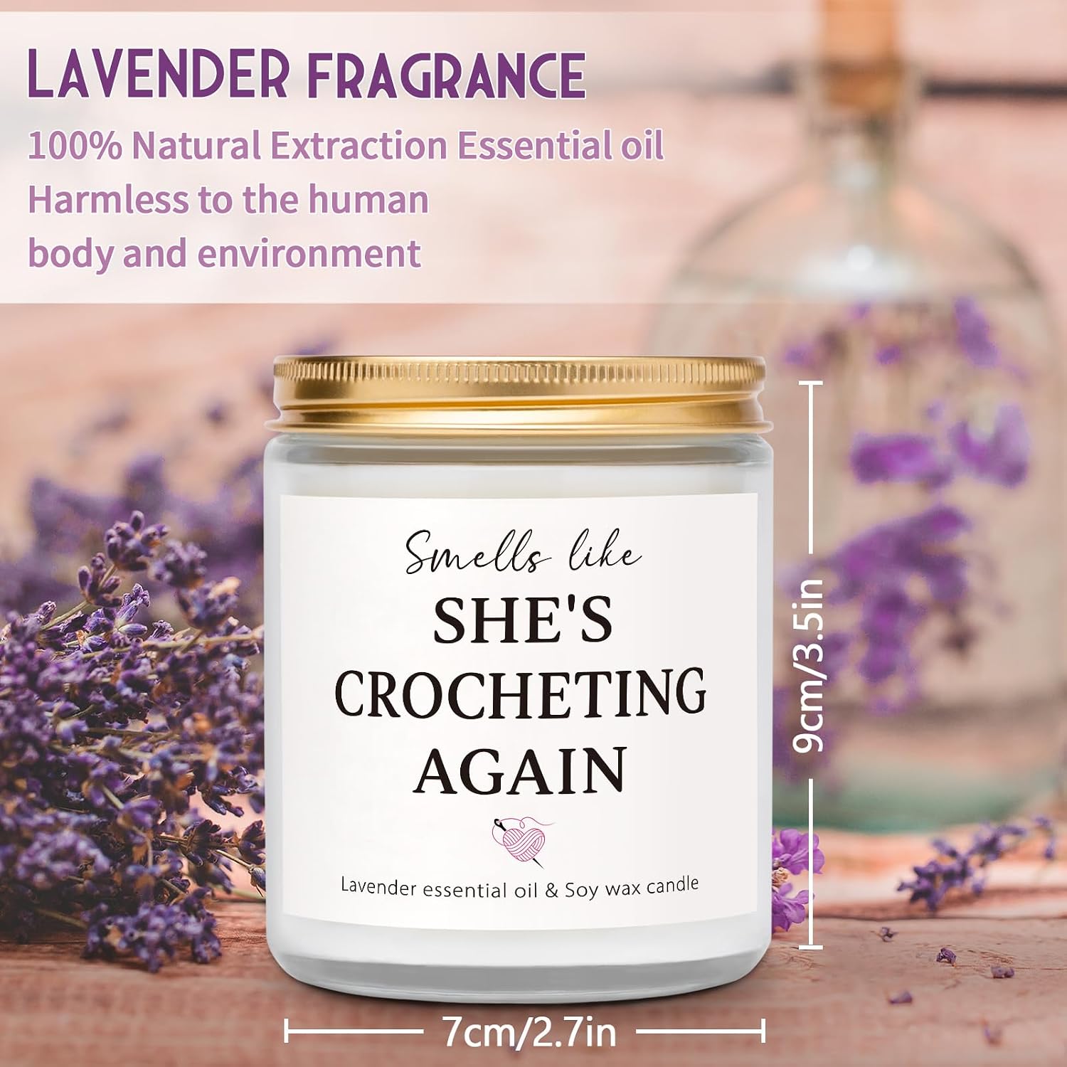 Funny Crochet Gifts, Gifts for Crocheters, Knitters - Lavender Scented Candles, Crochet Stuff for Crocheting Lovers Yarn Lovers Crafters, Mothers Day Birthday Crocheting Gift for Mom Friend Grandma
