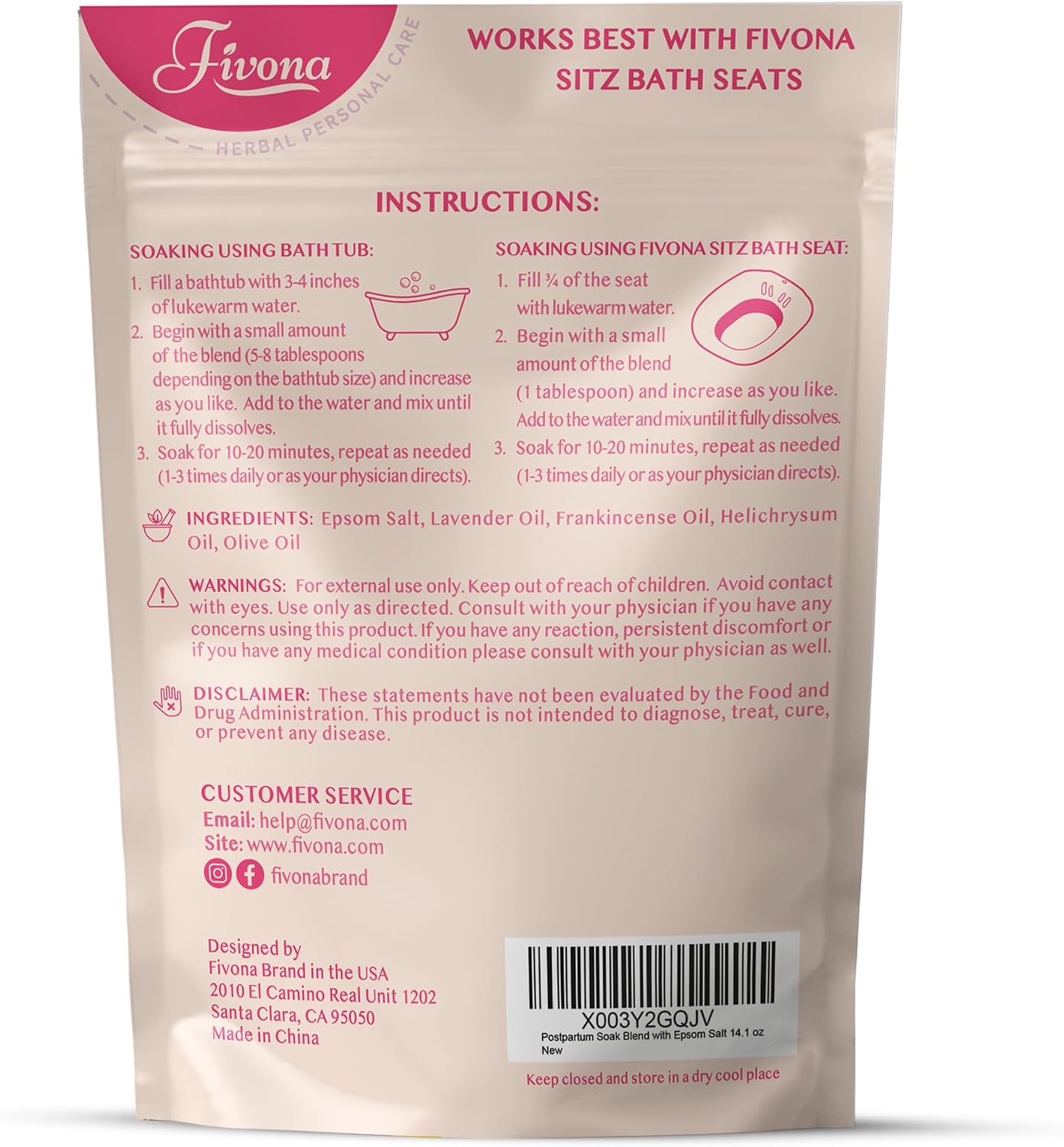 Postpartum Care Sitz Bath Salt - Soak Blend Epsom Salt with Essential Oils, Soothing Hemorrhoid Treatment, Perineal Healing After Birth, New Mom Essentials for Natural Post Partum Recovery