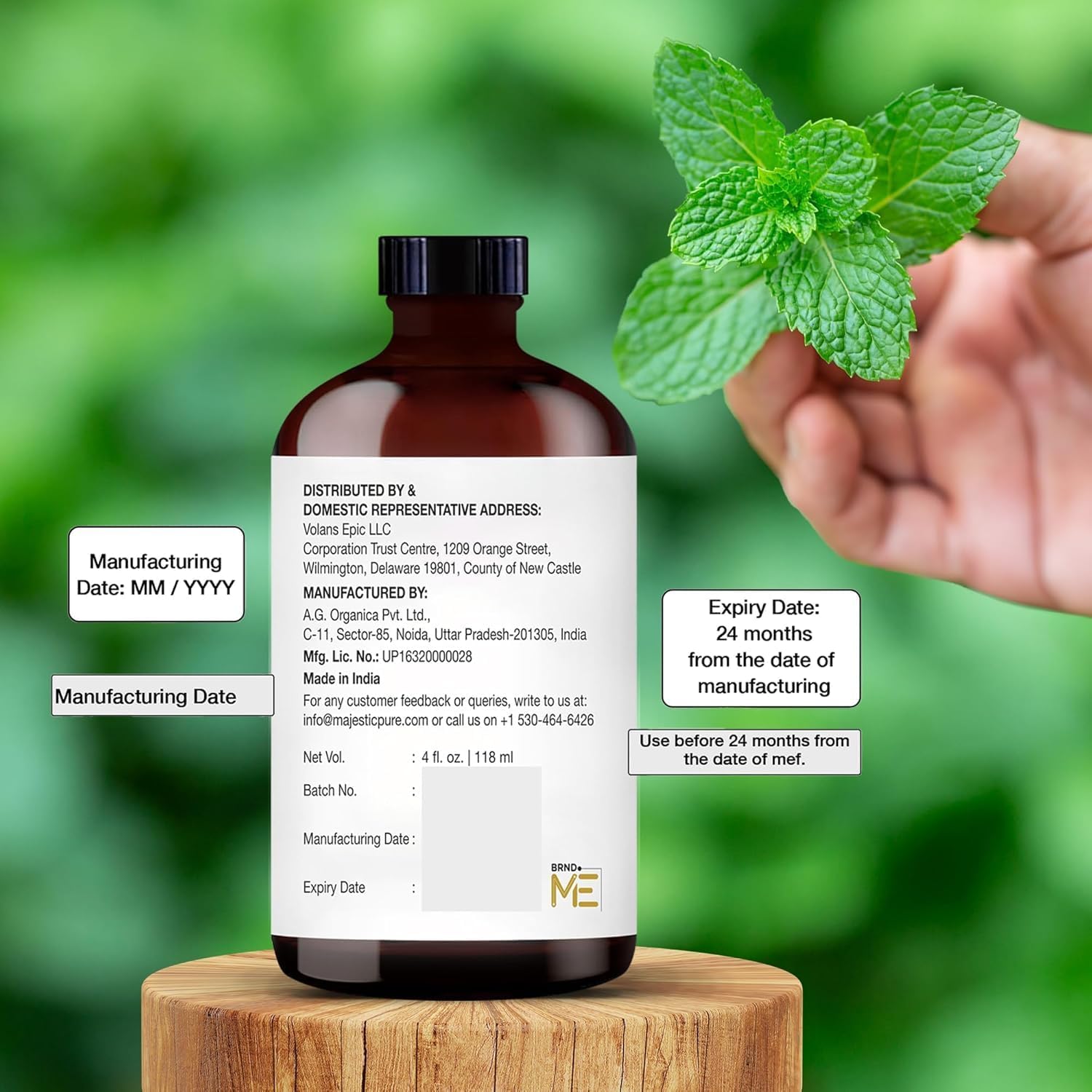MAJESTIC PURE 100% Pure and Natural Peppermint Essential Oil with Glass Dropper | Premium Grade for Diffusers, Skin, Aromatherapy, Massage | 4 Fl Oz
