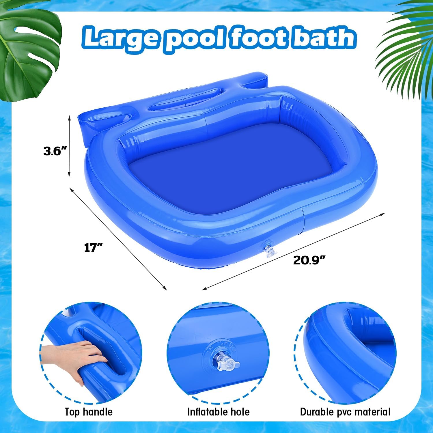 Inflatable Pool Foot Bath Basin,Foot Soaking Bath Basin for Swimming Pool Clean Feet, Pool Foot Wash Bath Tub for Entry Ladder,Hot Tub Spa,Above Ground-Blue