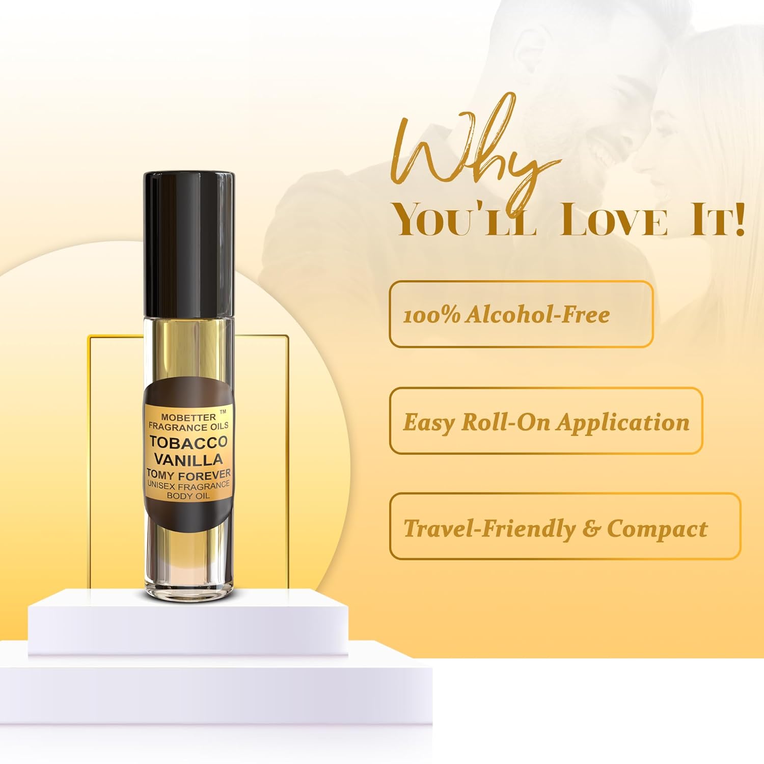 Tobacco Vanilla Unisex Body Oil (10ml Roll On), for Women and Men, Strong, Long Lasting, Travel Size, Oriental Spicy Fragrance