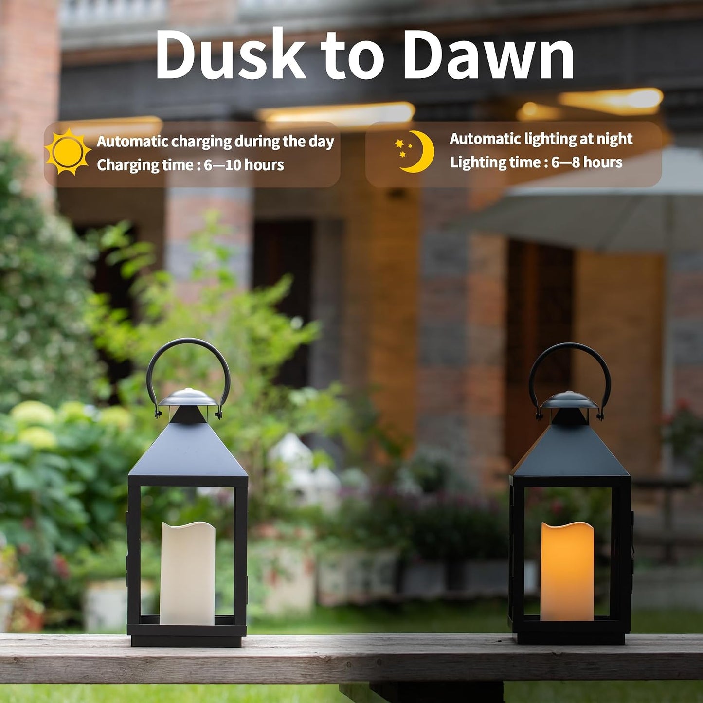 Solar Candles Outdoor Waterproof, 3" x 6" Ivory White Flameless Candles, Dusk to Dawn Light Sensor, LED Rechargeable Pillar Solar Candles for Outdoor Lanterns, Patio Decor
