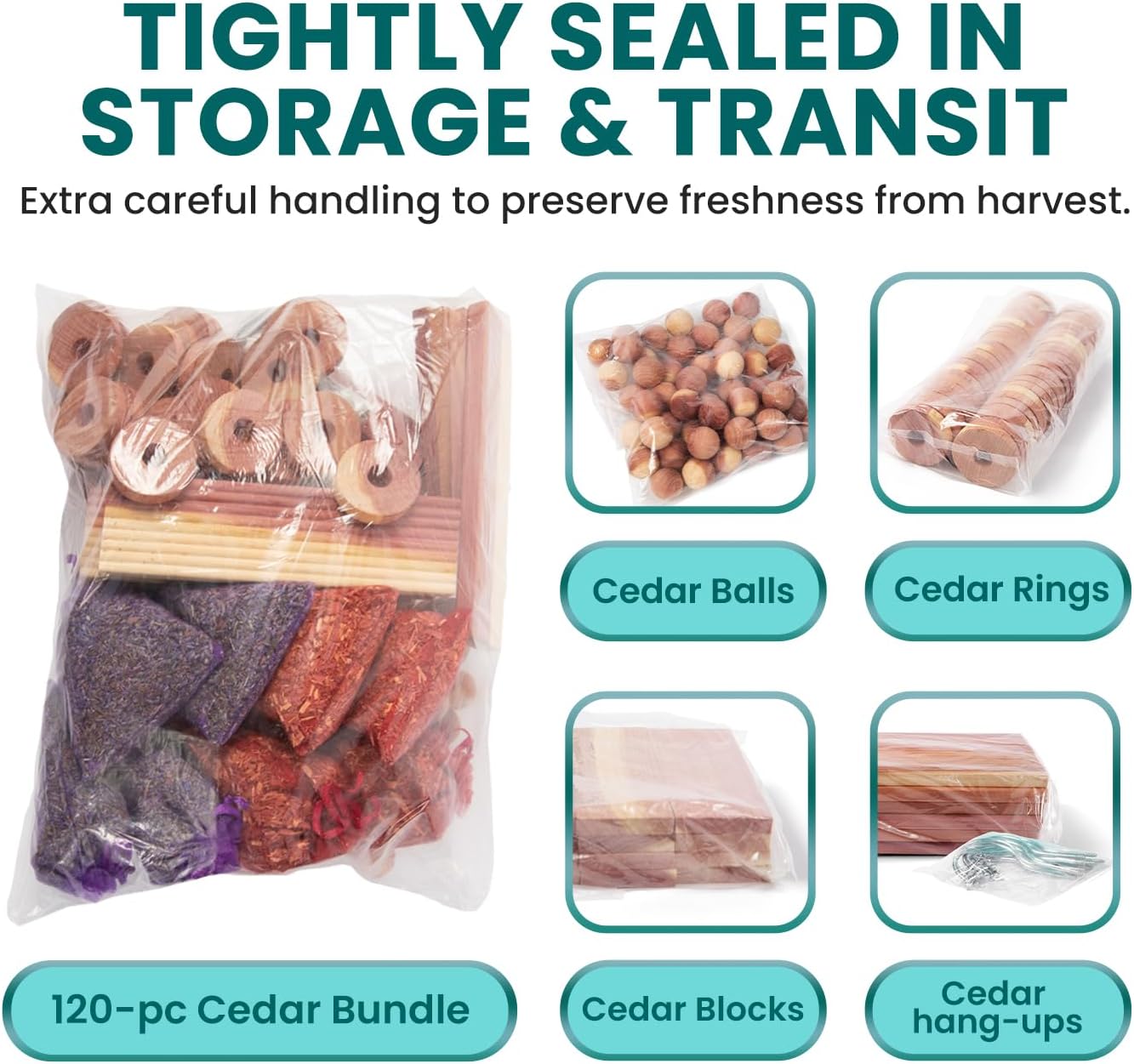 120 Variety Pack - Lavender and Cedar for Closets - Alternative for Clothes Storage - Closet Protection Scent Bags - Natural Freshner Hanger Rings - Scented Air Freshener for Closets