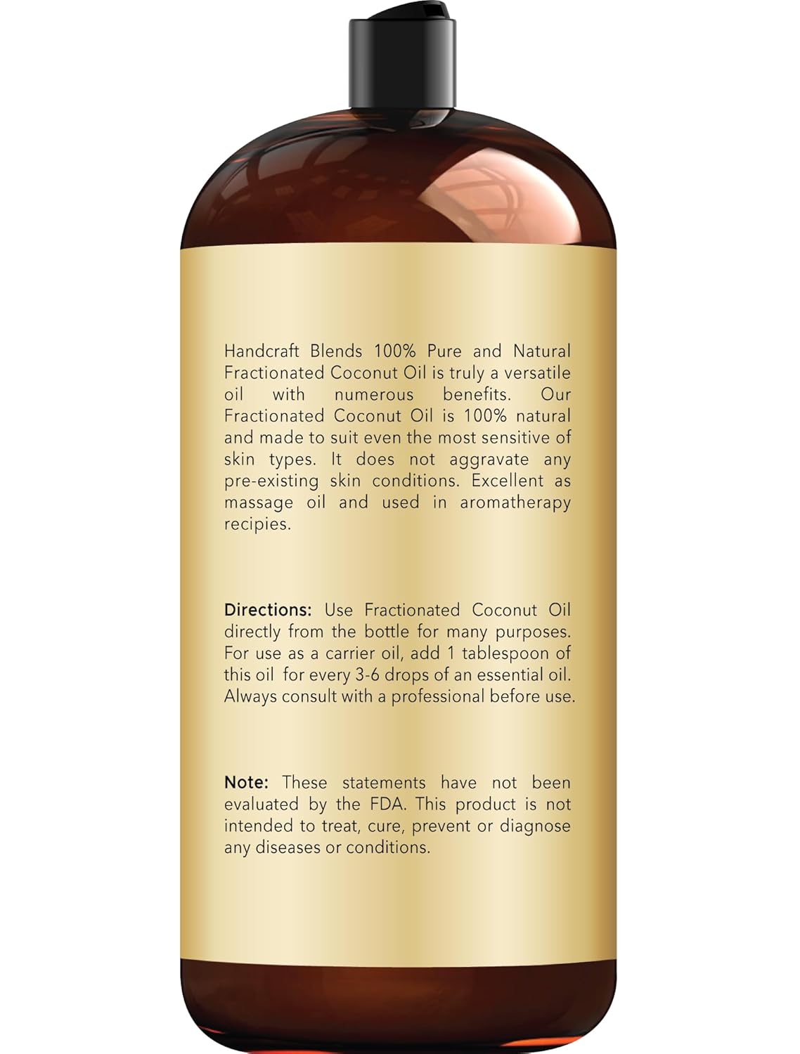 Handcraft Blends Fractionated Coconut Oil - 28 Fl Oz - 100% Pure and Natural - Premium Grade Carrier Oil for Skin and Hair - Hair and Body - Massage