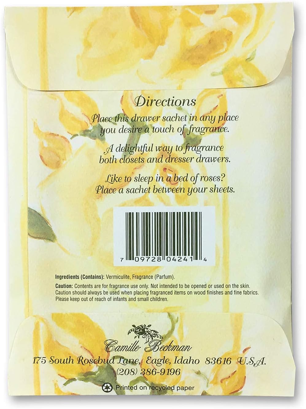 Camille Beckman Premium Fragrant Drawer Sachet, French Vanilla, 0.3 Ounce