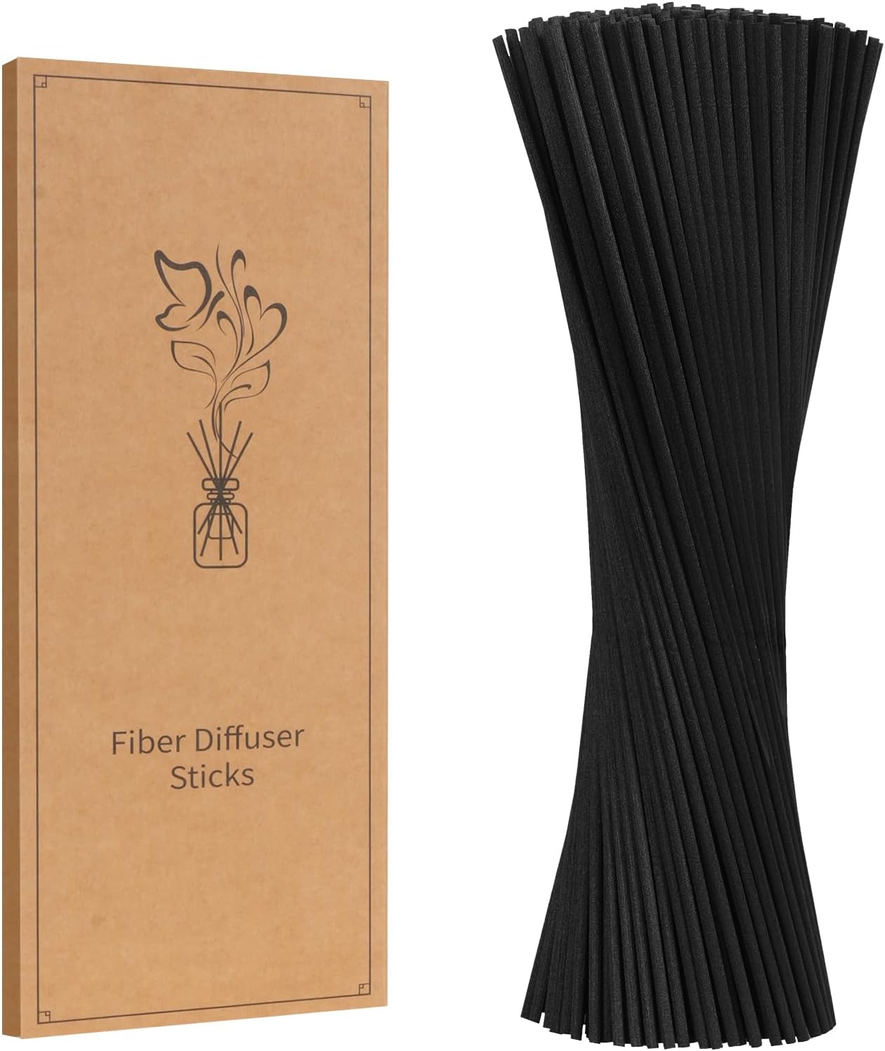 130Pcs Reed Aromatherapy Sticks - 10 Inch Black Fiber Reed Sticks, Aromatherapy Stick Refills for Home and Office - Reed Essential Oil Sticks for Aromatherapy Diffusers
